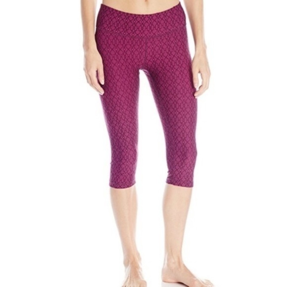 Prana Misty Knicker Capri Violet Jacquard Legging XS EUC